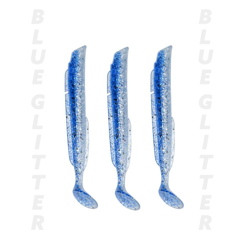 Fujin Salt Eel Body 10cm x3 Silikon Yem Gövde - BLUE GLİTTER