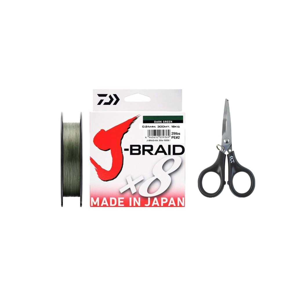 Daiwa JBraid 8B Koyu Yeşil 150m İp Misina (Makas Hediyeli) - 0,10