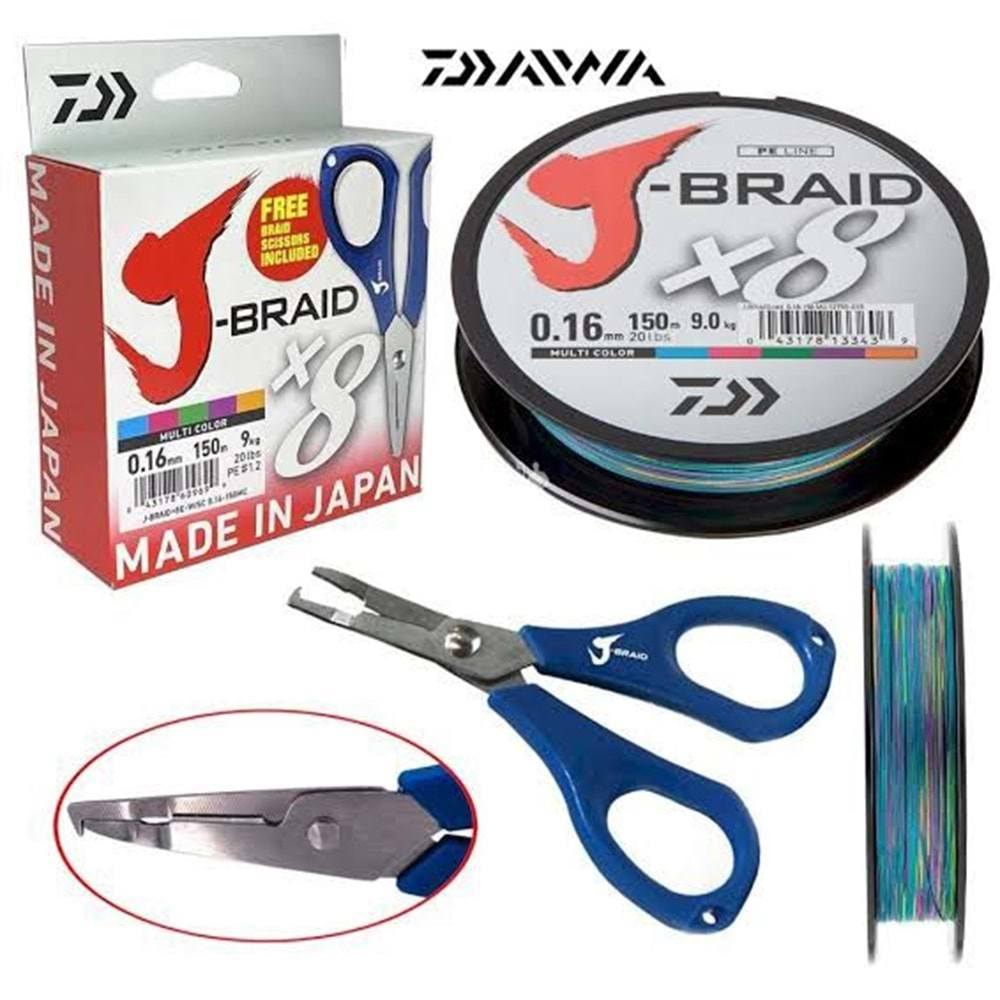 Daiwa JBraid 8B Multicolor 150m İp Misina (Makas Hediyeli) - 0,18