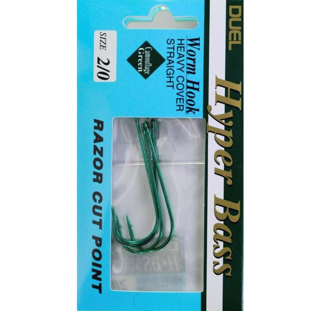 Duel Hyper Bass Worm Hook Green İğne 4 pcs - 1/0