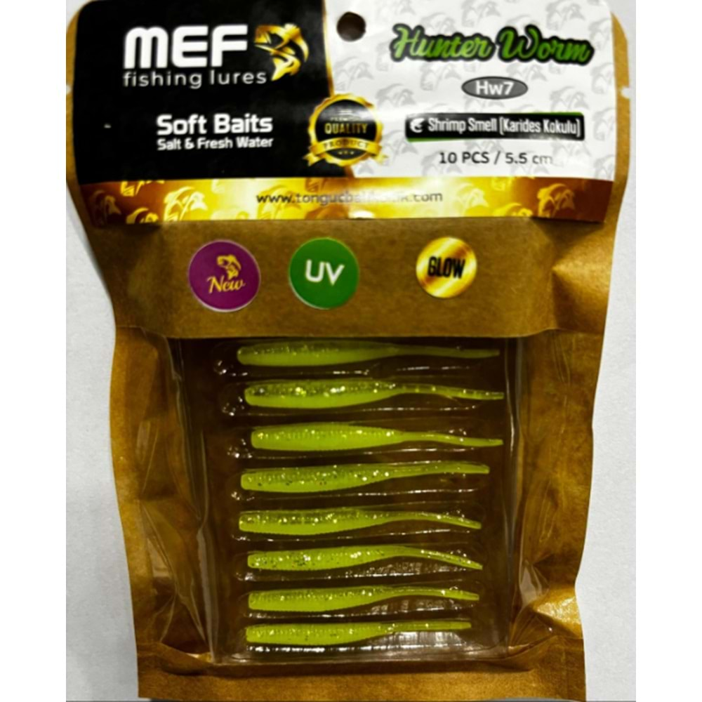 Mef Hunter Worm 5.5cm 10 Adet LRF Silikonu - HW12