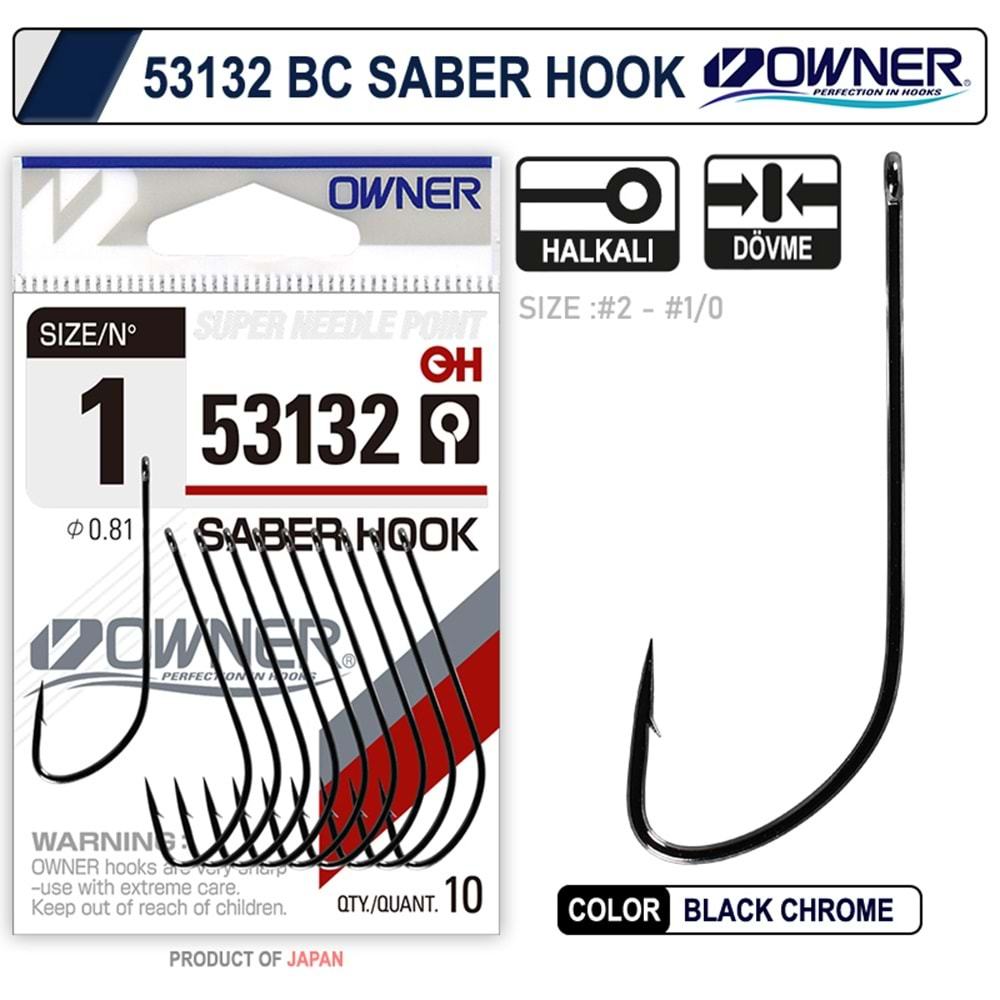 Owner 53132 Saber Hook Black Chrome İğne - 1