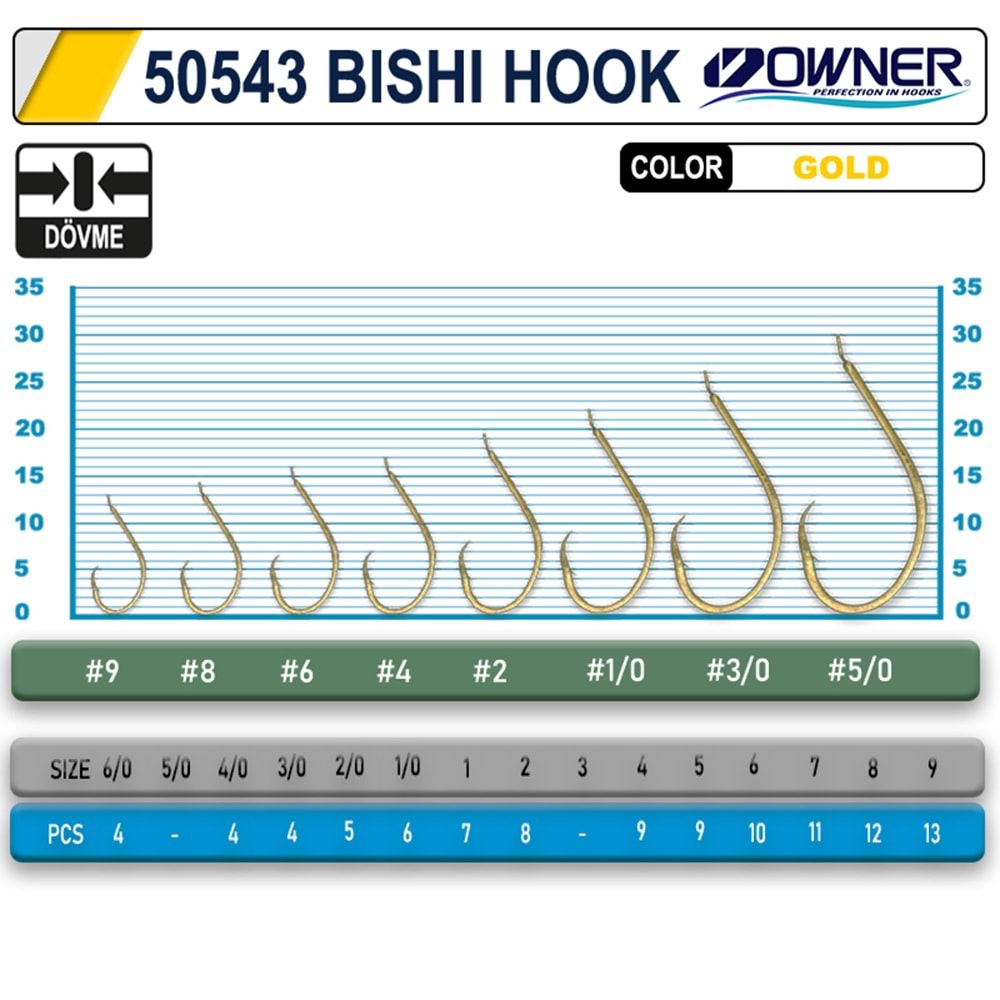 Owner 50543 Bishi Hook Gold İğne - 3/0