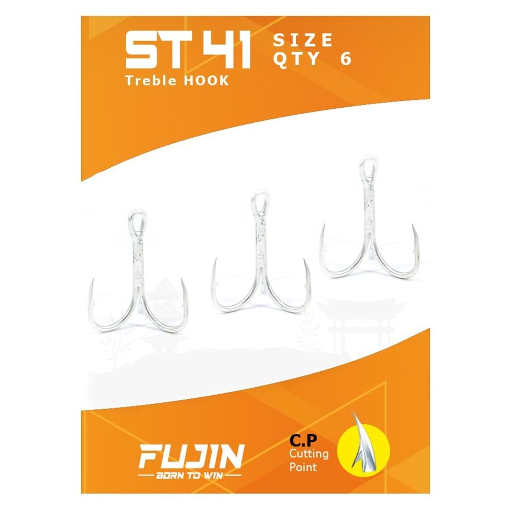 Fujin ST41 Üçlü Maket Balık İğnesi Nickel 4