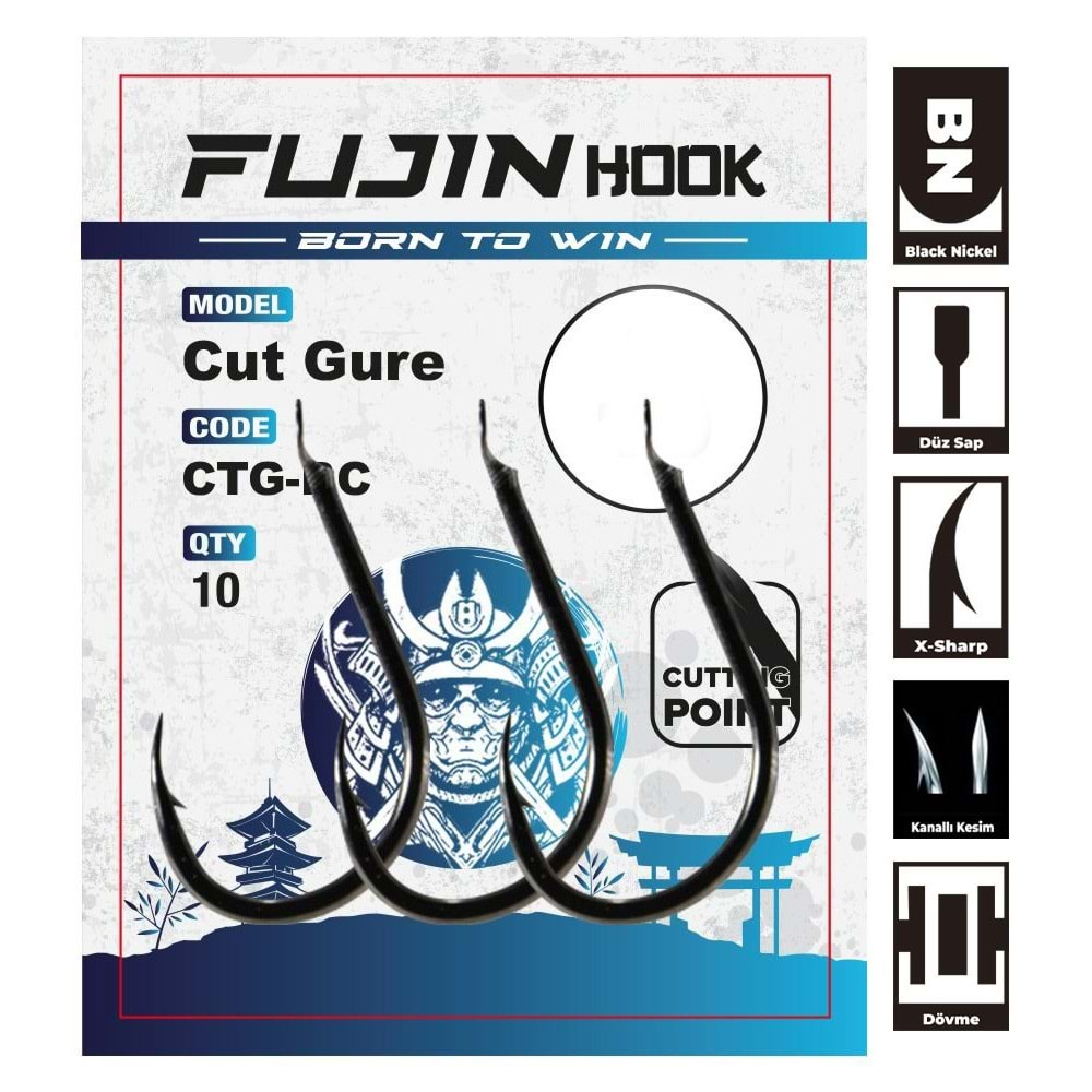 Fujin Cut Gure Deliksiz Düz Olta Kancası 10