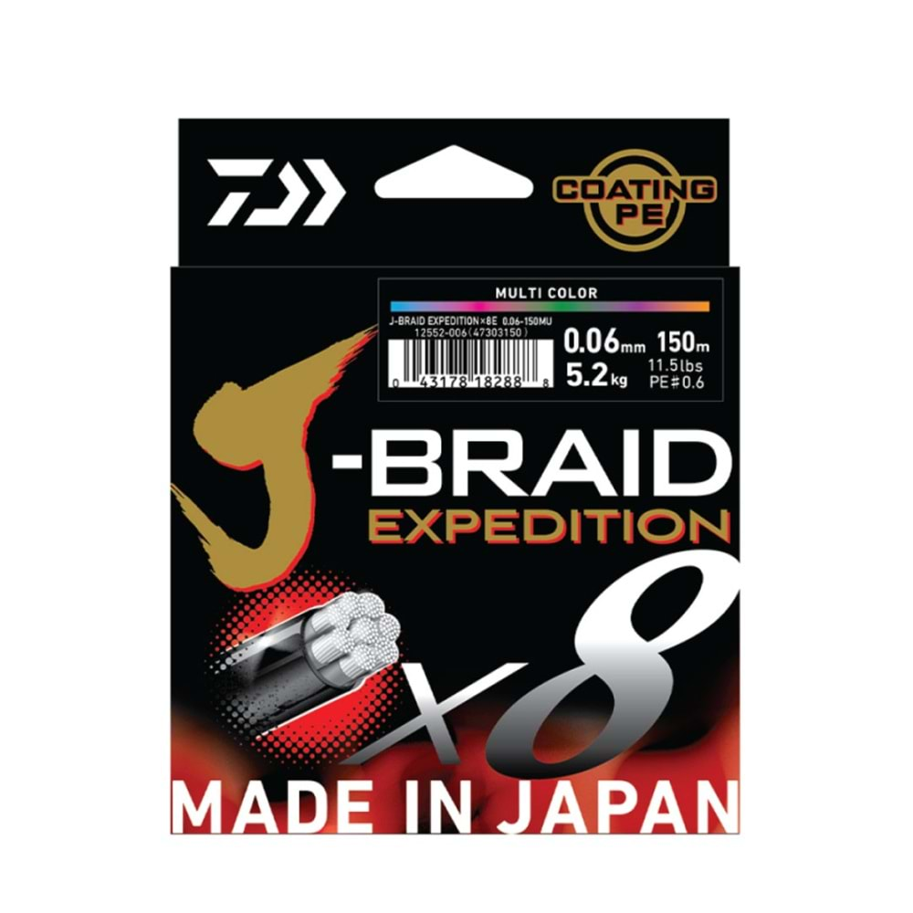 Daiwa JBRAID Expedıtıon 8B 150M, S.Orange İp Misina -0.16MM