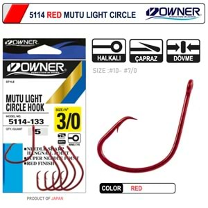 Owner 5114 Mutu Light Red - 2/0