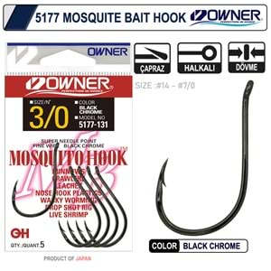 Owner 5177 Mosquito Hook Black Chrome Sinek İğne - 4/0