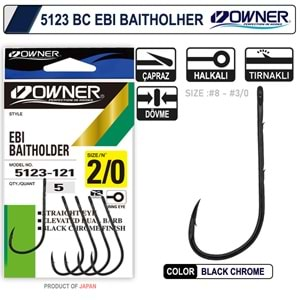 Owner 5123 Ebi Baitholder Black Chrome İğne - 1/0