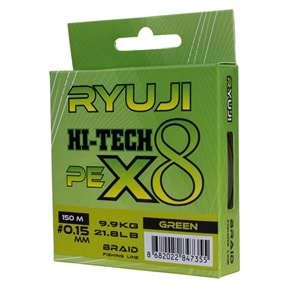 Ryuji X8 150m Green İp Misina - 0,17 MM