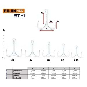 Fujin ST41 Üçlü Maket Balık İğnesi Nickel 4