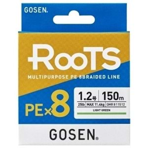 Gosen X8 Roots PE 8 Örgü Spin İp Misina 150mt A.Yeşil - 1.2 PE