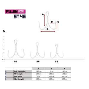 Fujin ST46 Üçlü Maket Balık İğnesi 8
