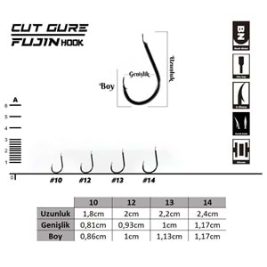 Fujin Cut Gure Deliksiz Düz Olta Kancası 10