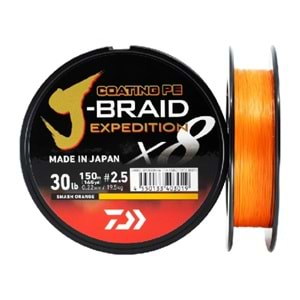 Daiwa JBRAID Expedıtıon 8B 150M, S.Orange İp Misina -0.16MM