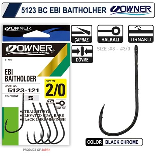 Owner 5123 Ebi Baitholder Black Chrome İğne