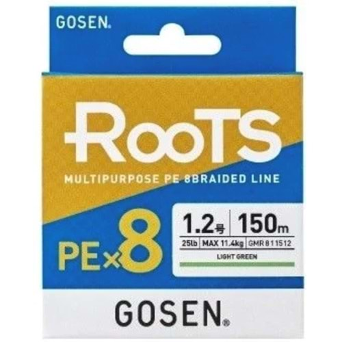 Gosen X8 Roots PE 8 Örgü Spin İp Misina 150mt A.Yeşil